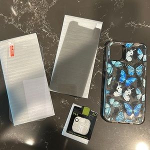 iPhone 12Pro phone case with two screen protectors and camera lens protector